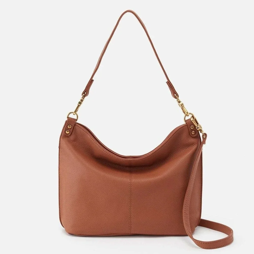 HOBO Pier Shoulder Bag Cashew Brown Leather Crossbody Purse Large